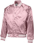 Augusta Sportswear Satin Baseball Jacket/Striped Trim (3610), Color 'Light Pink/White'